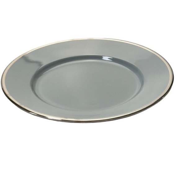 Vintage Walküre Porcelain Appetizer Dessert Bread Plate Silver Trim Light Gray - Picture 4 of 7